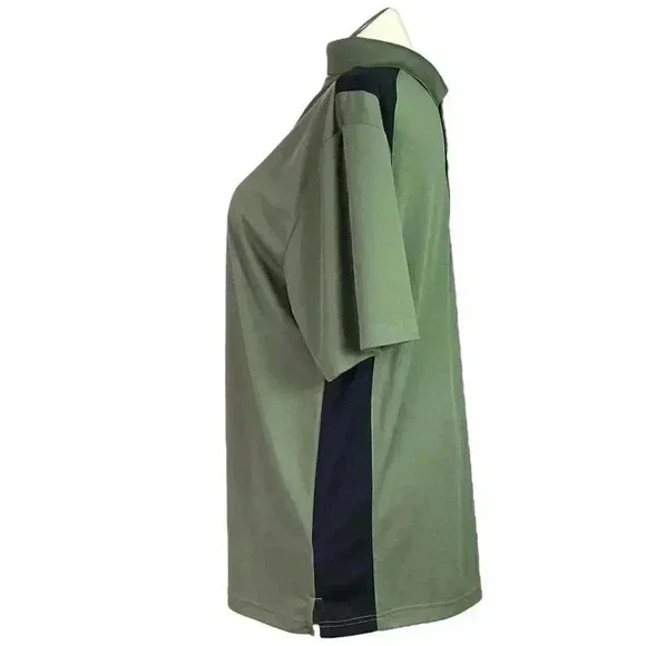 Grand Slam Mens XL 3 Button Colorblock Polo Shirt Green Black Short Sleeve - Picture 4 of 8